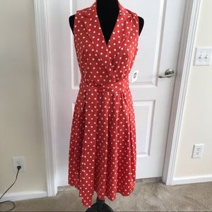 ✴️ Anne Klein Red/White Polka Dot Dress Sz 6 NWT